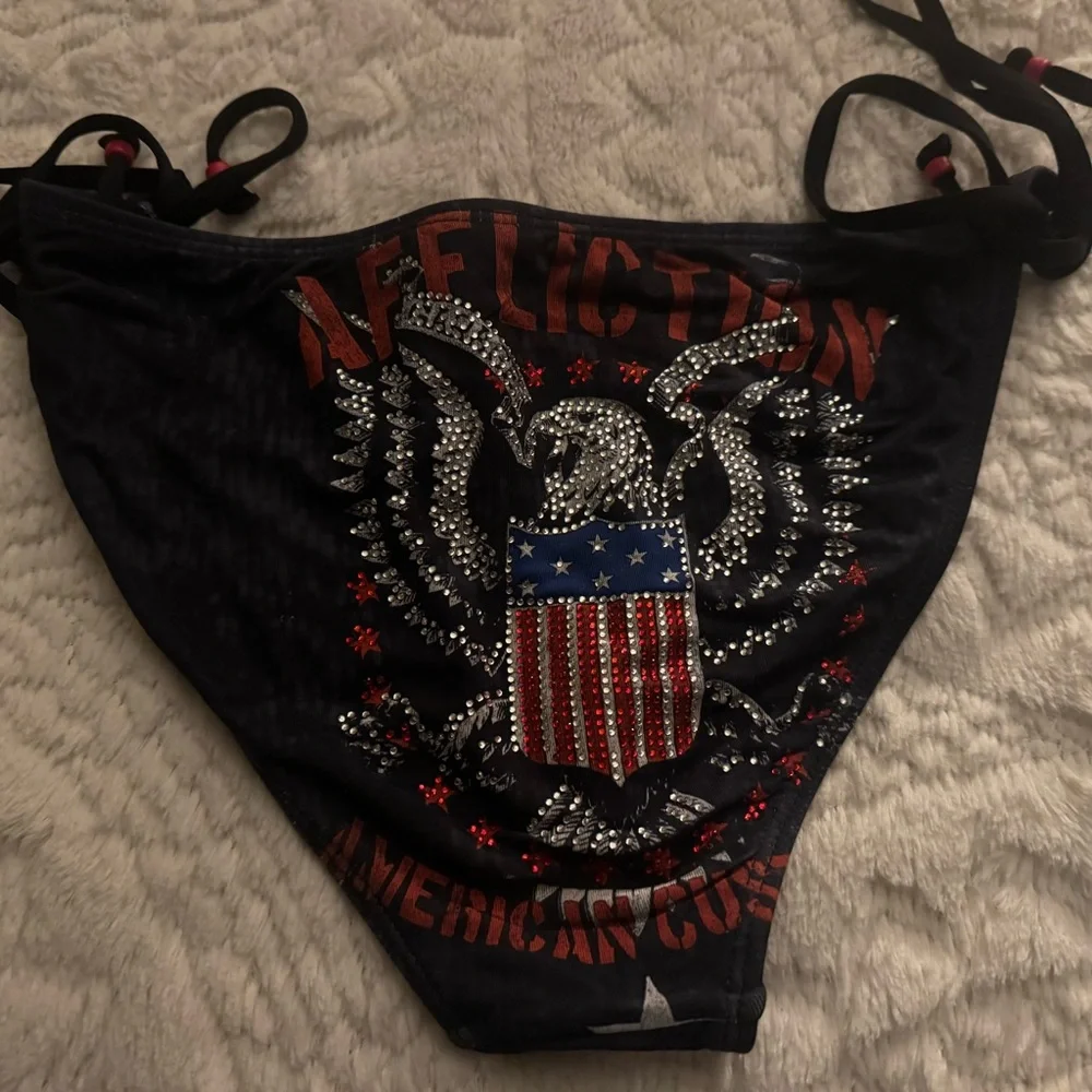 Affliction American Customs Black and Red Bikini Bottom - Picture 1 of 3